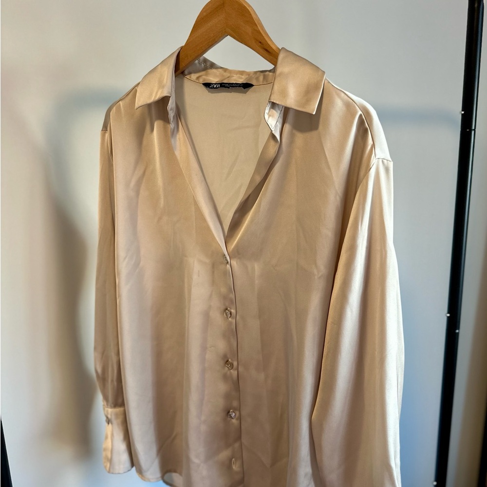 Zara Satin Effect Basic Shirt